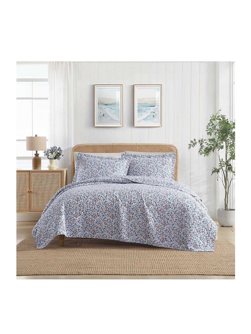 Laura Ashley Leona F/Q Floral Reversible Quilt Set 3 Pc Cotton Cottage
